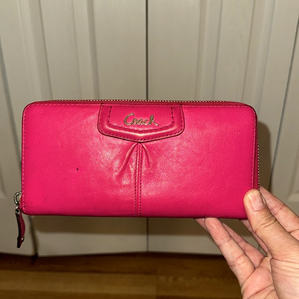 Coach pink zip wallet